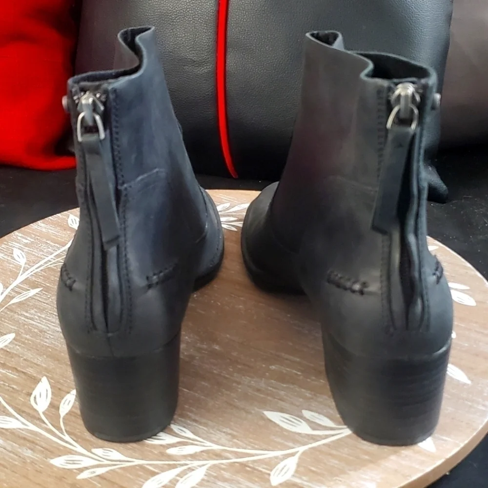 UGG Booties Black Leather Back Zipper Sustainable Comfort